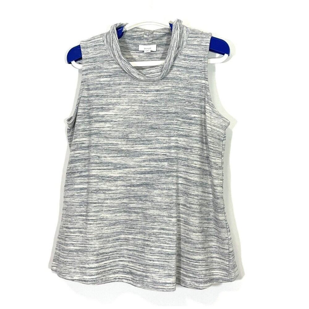 J JILL Pure Jill Top Size Small Petite SP Gray Sleeveless Marled Cowl Neck